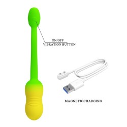 PRETTY LOVE - PULSEN APP CONTROL VIBRATING EGG 12 FUNCTIONS USB RECHARGEABLE GREEN-YELLOW
