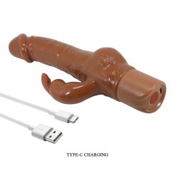 PRETTY LOVE - ELLISON VIBRATEUR LAPIN RÉALISTE 22,6 CM Ø 4,2 CM MARRON