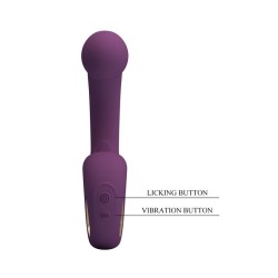 PRETTY LOVE - BRYNNLEE VIBRATORE RICARICABILE CON STIMOLATORE ORALE, 10 VIBRAZIONI E 5 FUNZIONI DI LECCATA, VIOLA