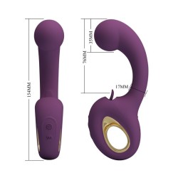 PRETTY LOVE - BRYNNLEE VIBRATORE RICARICABILE CON STIMOLATORE ORALE, 10 VIBRAZIONI E 5 FUNZIONI DI LECCATA, VIOLA