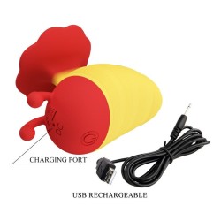 PRETTY LOVE - STIMOLATORE CLITORIDEO RICARICABILE LITTLE BEE, 7 MODALITÀ, ROSSO/GIALLO