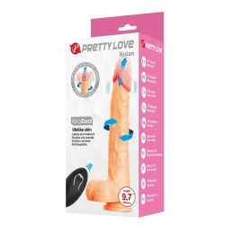 PRETTY LOVE - DILDO VIBRANTE NOLAN CON SPINTA E ROTAZIONE, TELECOMANDO, 24,5 CM Ø 5 CM NATURALE