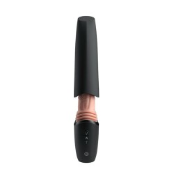 KING COCK PLUS – STOSSENDER SILIKON-DILDO MIT GASHEBEL, VIBRATIONSFUNKTION UND WÄRMELICHT, 12.7 CM