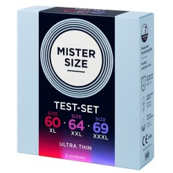 MISTER SIZE - PACOTE DE AMOSTRA DE PRESERVATIVO TAMANHO 60-64-69 MM (3 UNIDADES)