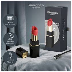 WOMANIZER - ESTIMULADOR CLITORIANO DE SUCÇÃO BEAUTY, 6 NÍVEIS DE INTENSIDADE, PRETO E DOURADO