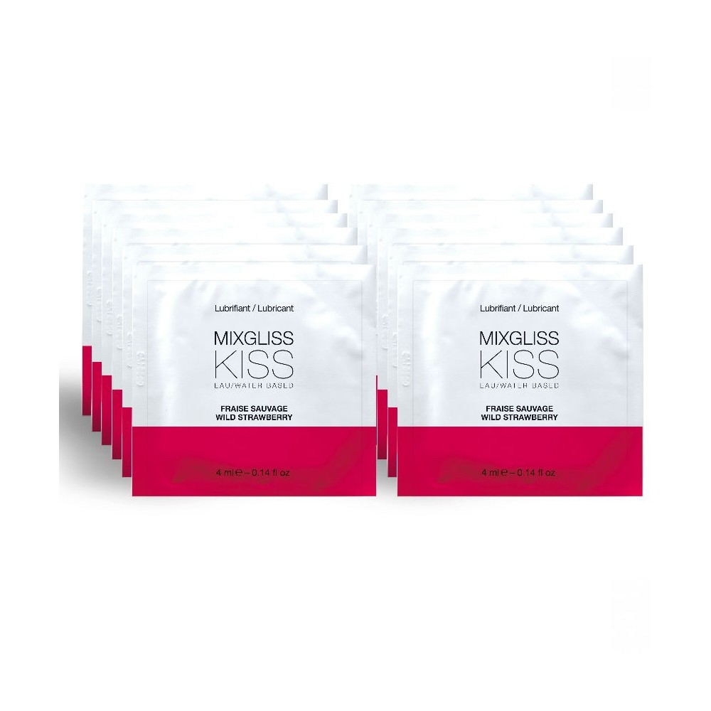 MIXGLISS - WATER BASED LUBRICANT STRAWBERRY FLAVOR 12 SINGLE DOSE 4 ML