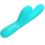 PRETTY LOVE - VIBRATORE MULTIFUNZIONE PERLITA 3 IN 1 G-SPOT VERDE ACQUA