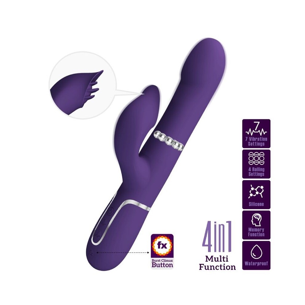 PRETTY LOVE - ZALIN VIBRADOR RABBIT PERLAS 4 EN 1 MORADO
